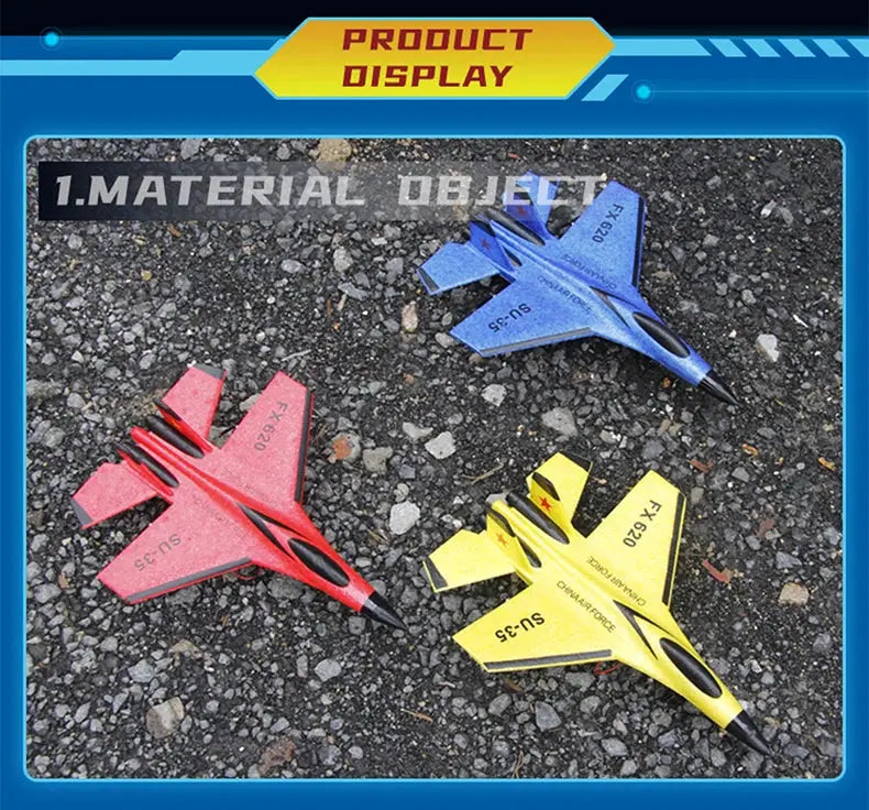 SU-35 RC Fighter Jet Foam Glider – 2.4G Remote Control Fixed Wing Airplane for Kids & Hobbyists - Model to assemble