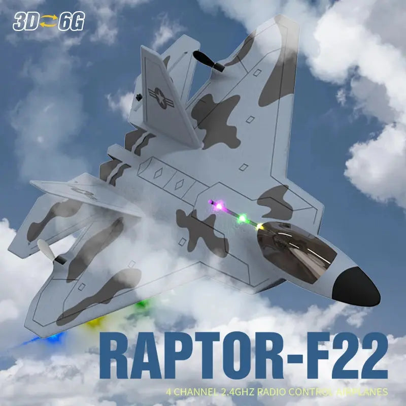F22S Raptor RC Airplane – 4CH 2.4GHz Remote Control Fighter Jet with 3D/6G Gyroscope, LED Lights & Easy Flight Control Model to assemble