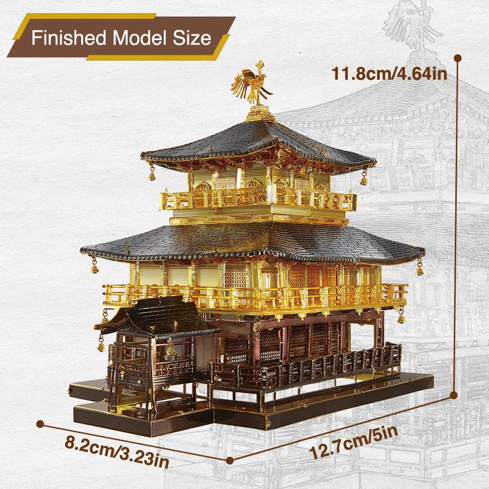 Golden Pavilion Japan Architecture Metal Model to assemble