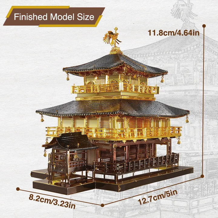 Golden Pavilion Japan Architecture Metal Model to assemble