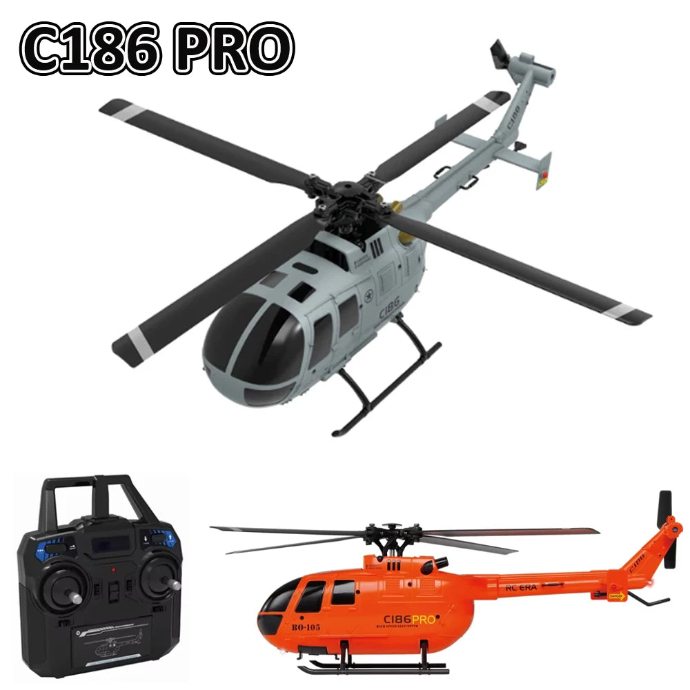 C186 PRO RC Helicopter 4CH BO105 Remote Control Airplane 6 Axis Electronic Gyroscope Aircraft Plane Toys for Children Model to assemble