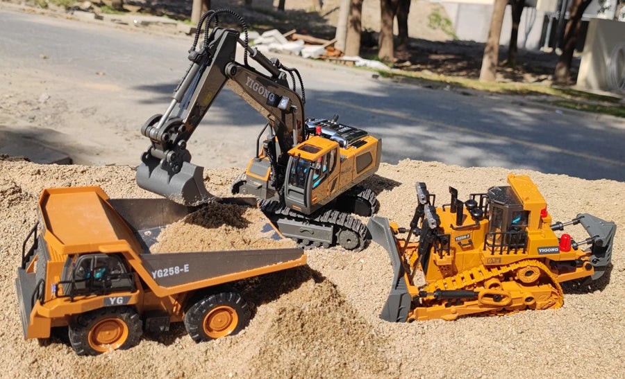 4WD Remote Control Excavator Toy Radio Controlled RC Dump Truck Vehicle Crawler Bulldozer Construction Car Gifts for Kids Boys Model to assemble