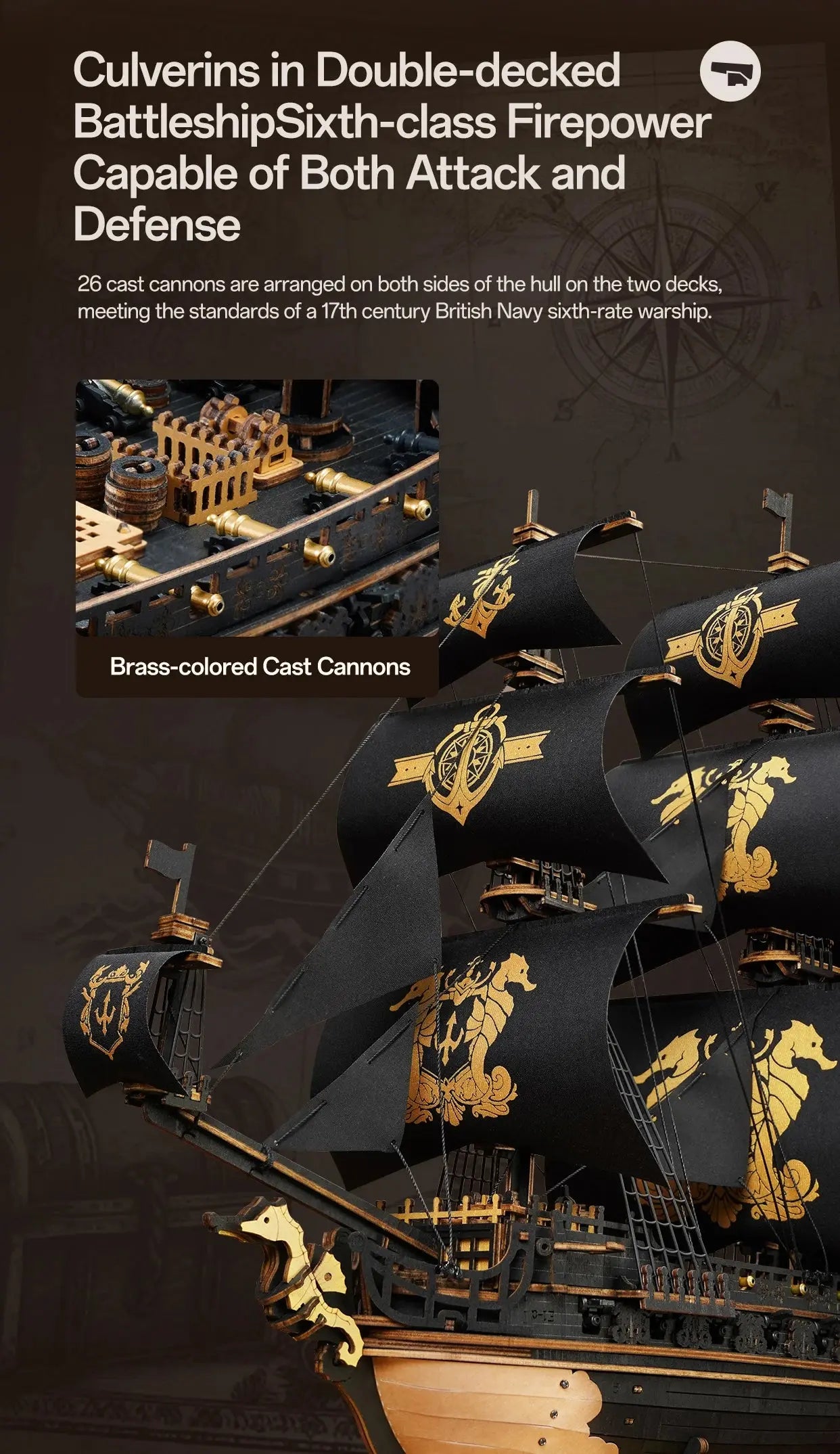 Wooden Three-Rigged Ship Model Kit - Model to assemble