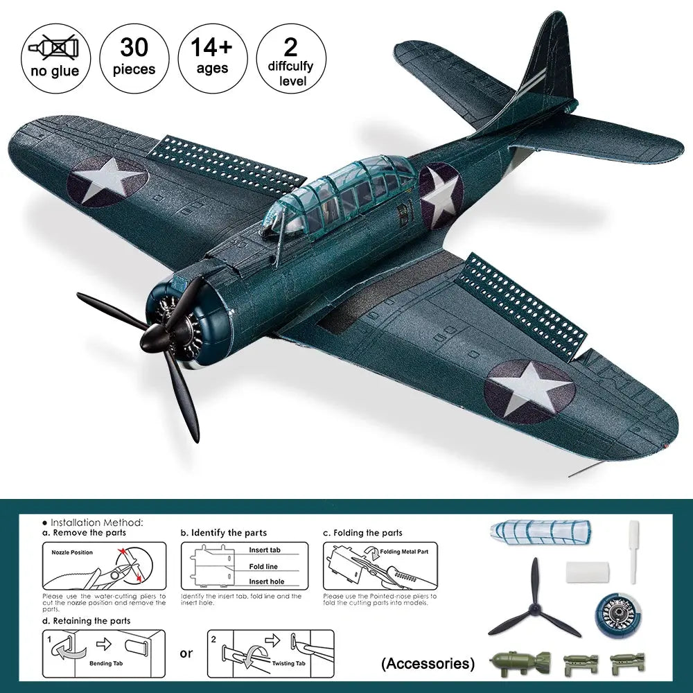 Airplane 3D Metal Puzzle DIY - Model to assemble