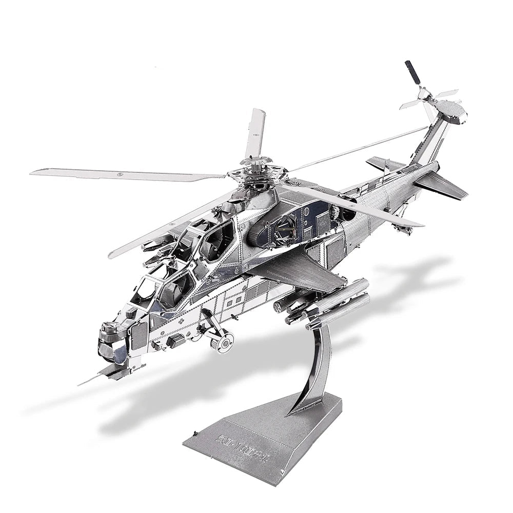 Piececool Model Building Kits WUZHI-10 Helicopter 3D Metal Puzzle Jigsaw Kids Toys DIY Set for Adult Brain Teaser Model to assemble