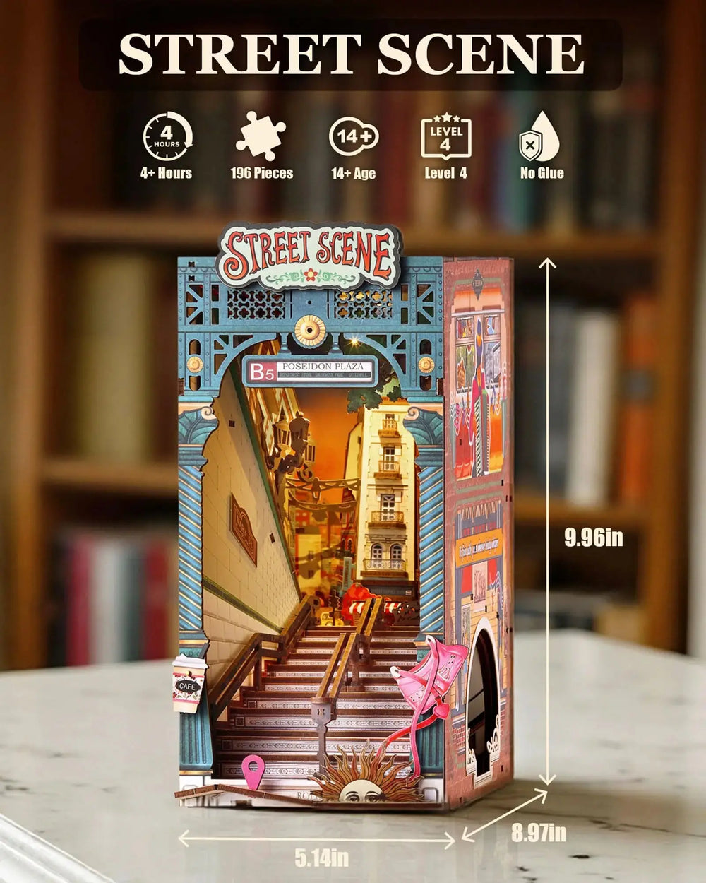 Street Scene Book Nook Set with Light - Model to assemble