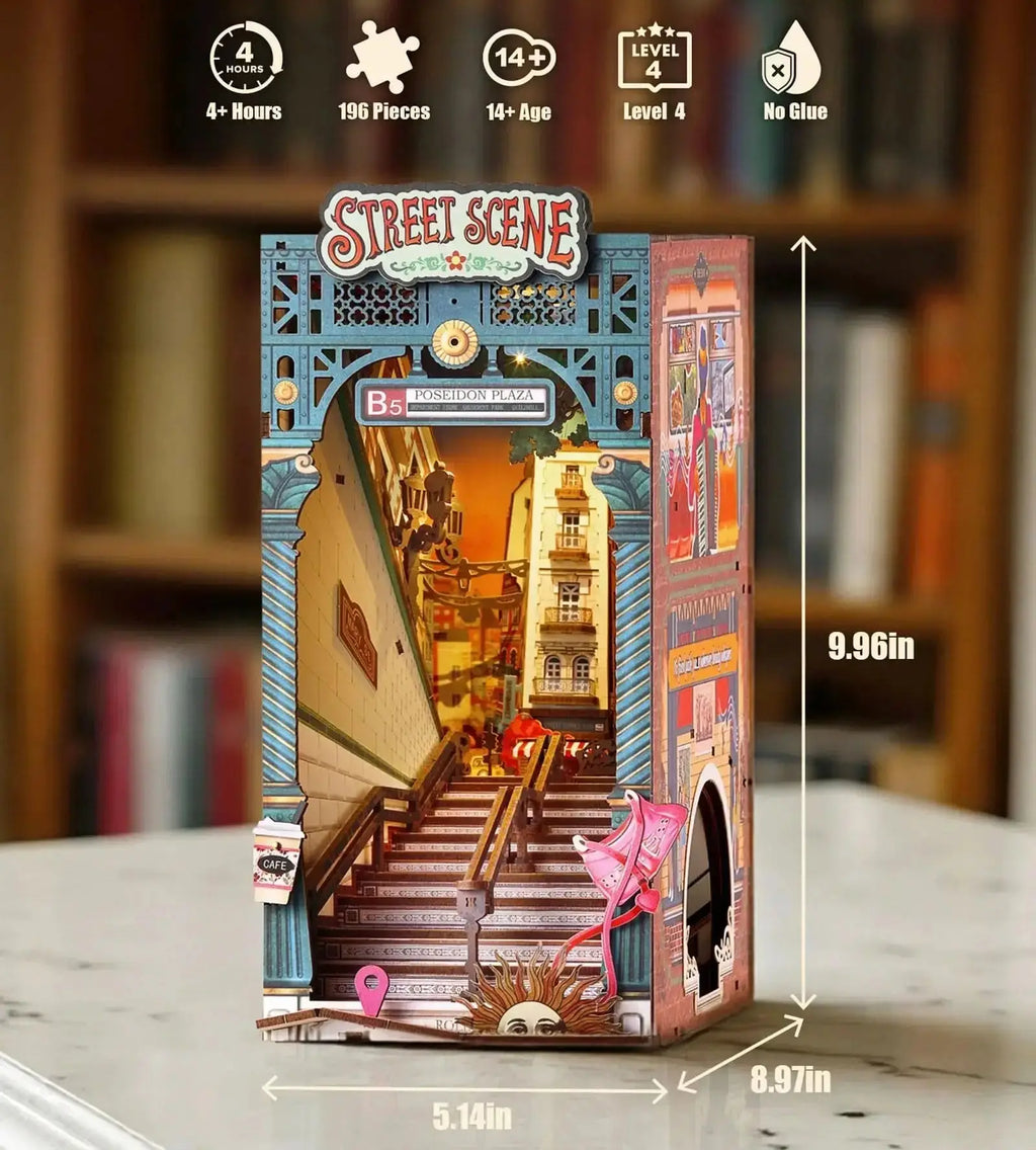 Street Scene Book Nook Set with Light - Model to assemble