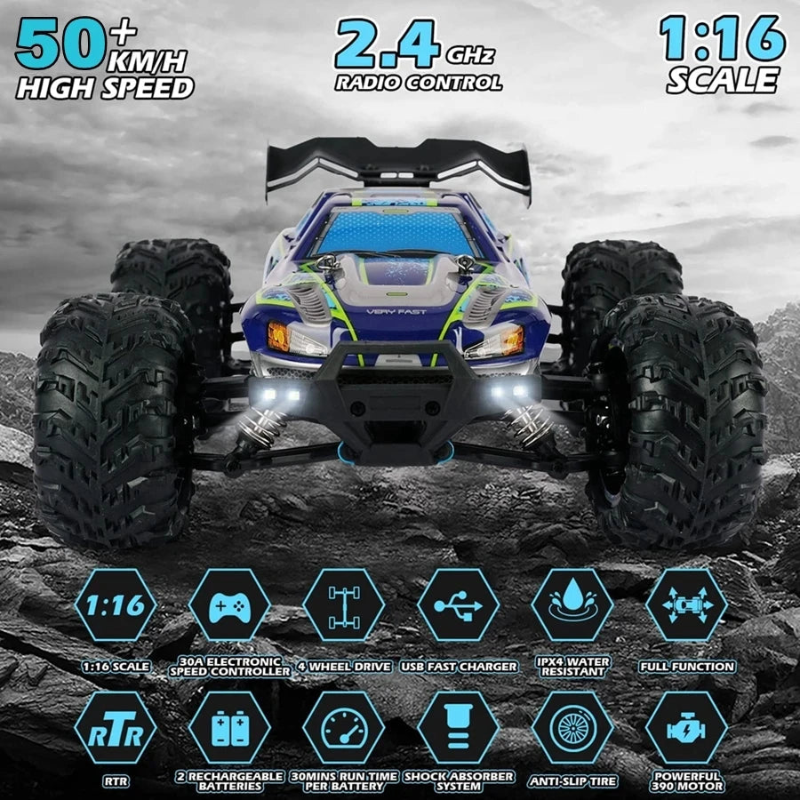 4WD Remote Control Car Off Road 4x4 RC High Speed Buggy Truck Super Brushless 50 or 80KM/H Fast Drift Racing Toy Kids Adults Model to assemble