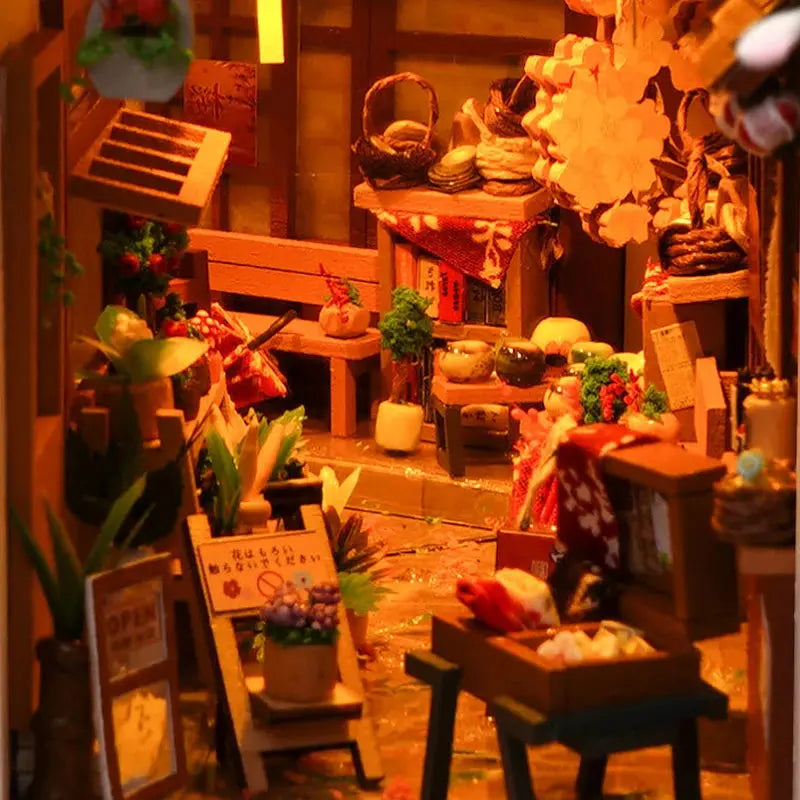 Wooden Doll House Bookshelf With Light - Model to assemble