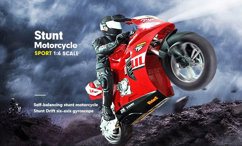 RC Motorcycle Self-Balancing 6 Axis of Gyroscope Stunt Racing Motorcycle Plastic RTR High Speed Off-Road Model Kid Toys For Boy Model to assemble
