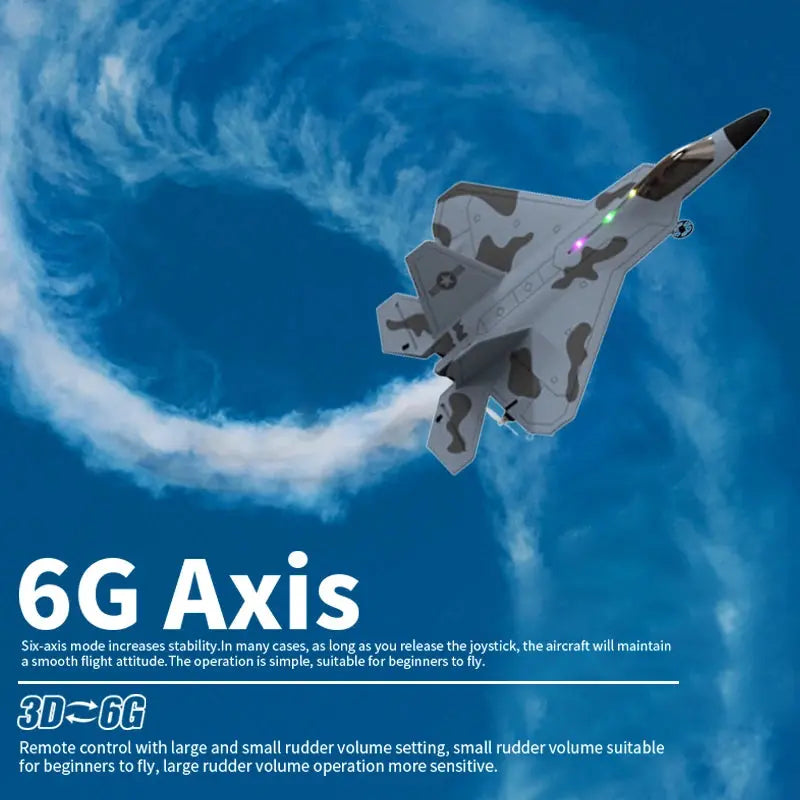 F22S Raptor RC Airplane – 4CH 2.4GHz Remote Control Fighter Jet with 3D/6G Gyroscope, LED Lights & Easy Flight Control Model to assemble