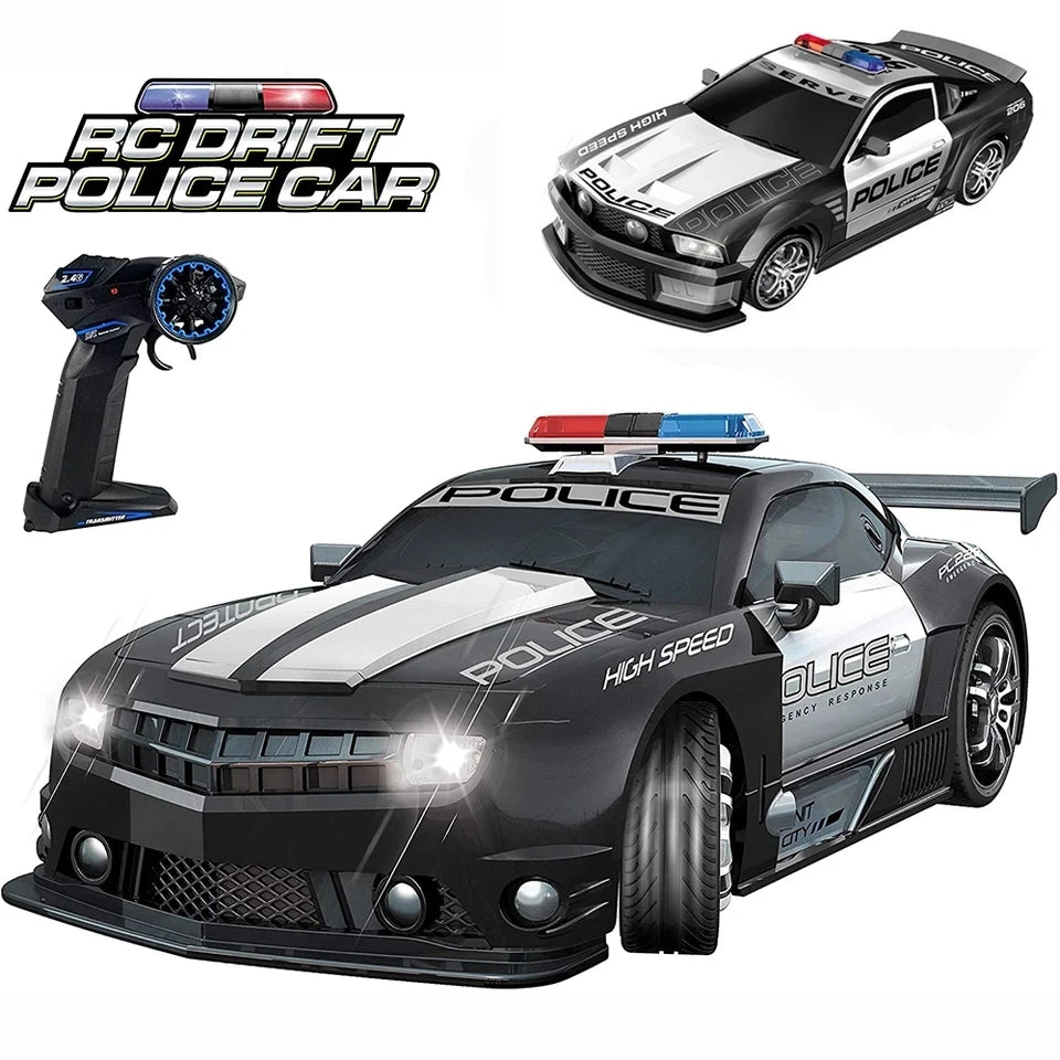 1/12 Big 2.4GHz Super Fast Police RC Car Remote Control Cars Toy with Lights Durable Chase Drift Vehicle toys for boys kid Child Model to assemble