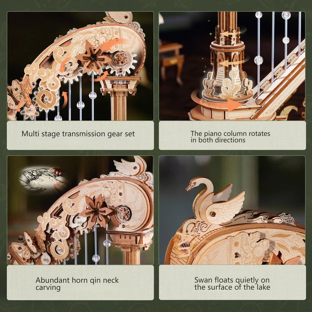 Stringed Harp Music Box - Model to assemble