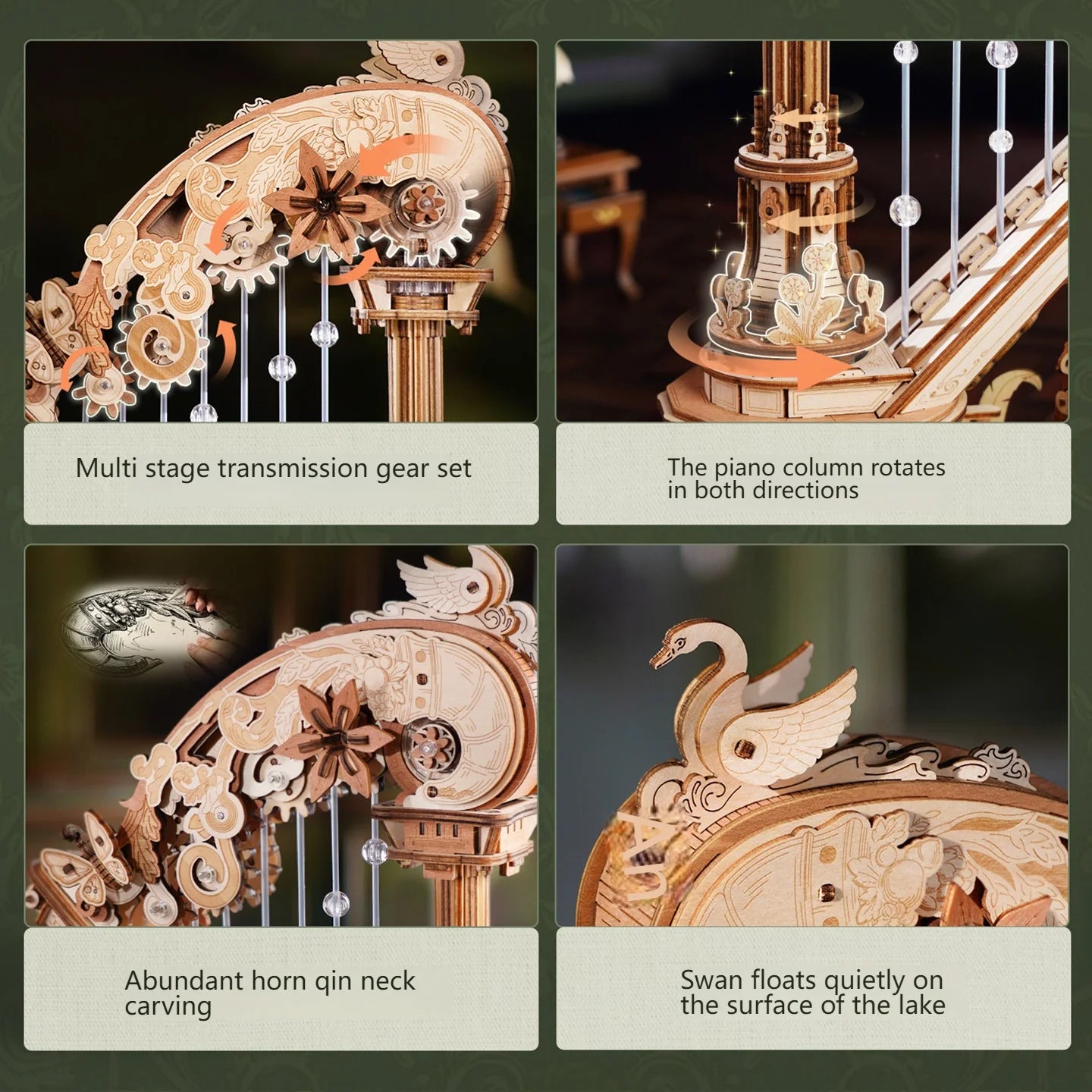 Stringed Harp Music Box - Model to assemble