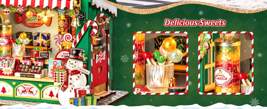 Christmas Candy Stall Dolls House, Christmas Decor - Model to assemble