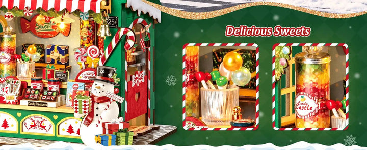 Christmas Candy Stall Dolls House, Christmas Decor - Model to assemble