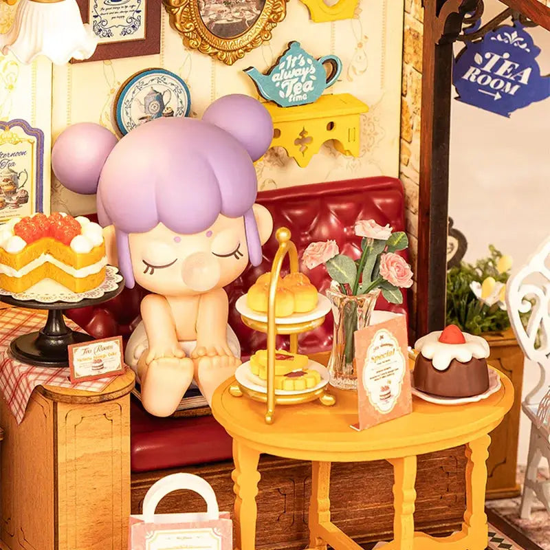 Leisure Time Tea Room DIY Miniature House Kit with LED Light