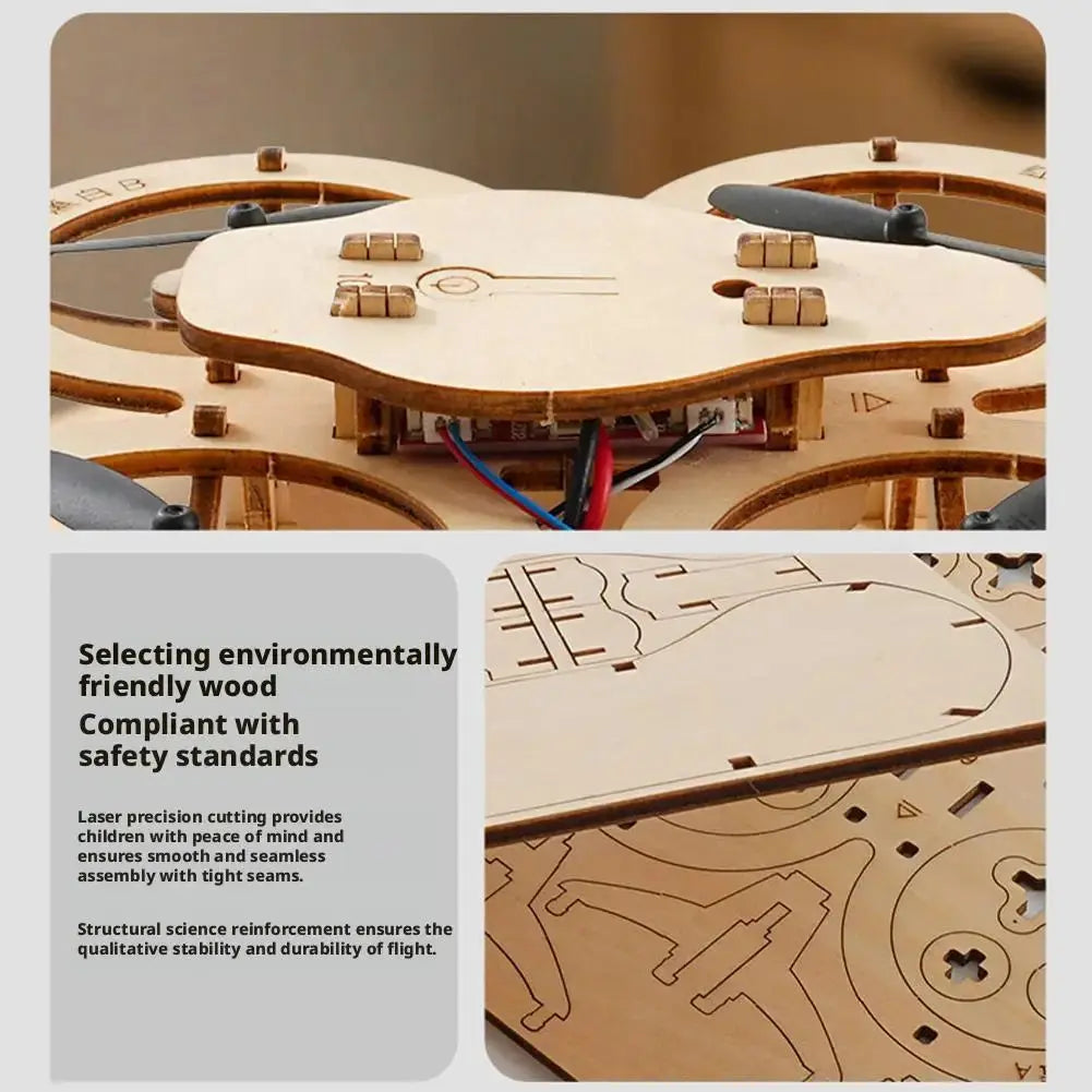 Drone Quadcopter Wooden Assembly DIY With Remote Control - Model to assemble