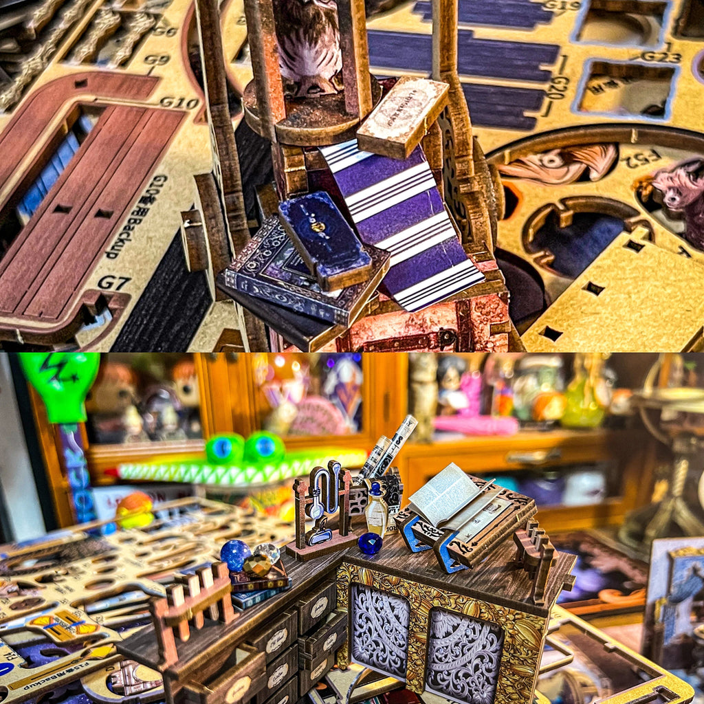 Cutebee DIY Book Nook Kit 3D Wooden Dollhouse Bookshelf Insert Decor Alley Miniature House with Dustproof LED Light Booknook Model to assemble
