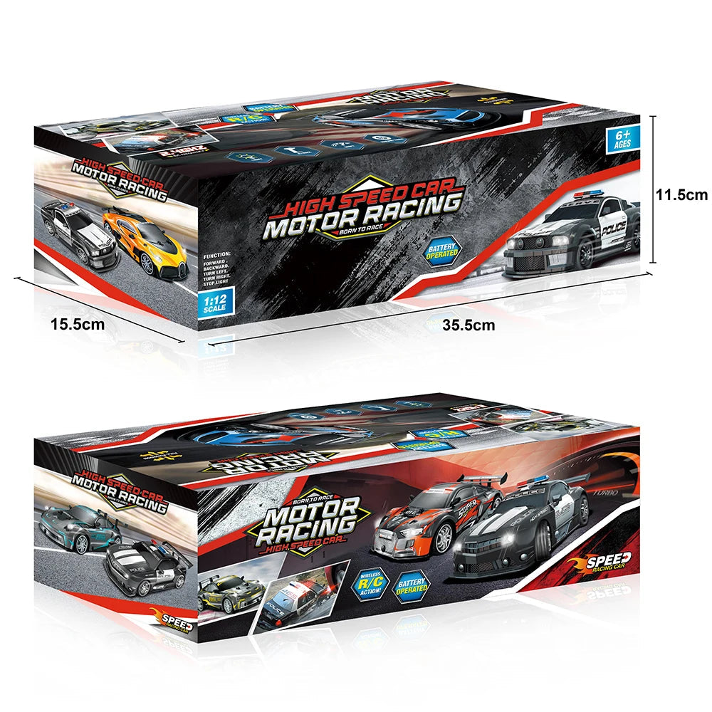 1/12 Big 2.4GHz Super Fast Police RC Car Remote Control Cars Toy with Lights Durable Chase Drift Vehicle toys for boys kid Child Model to assemble