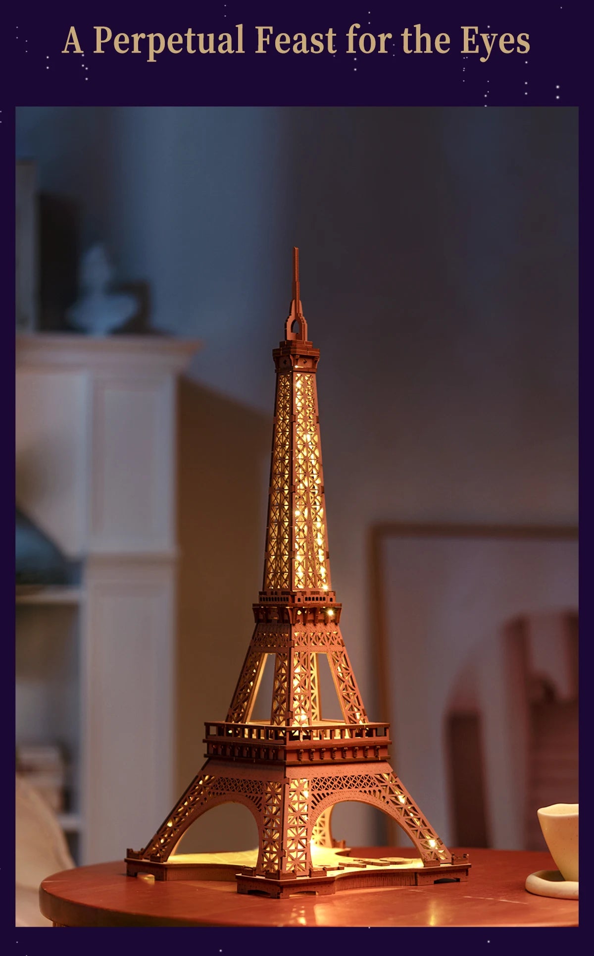 Night of the Eiffel Tower (light string included) - Model to assemble