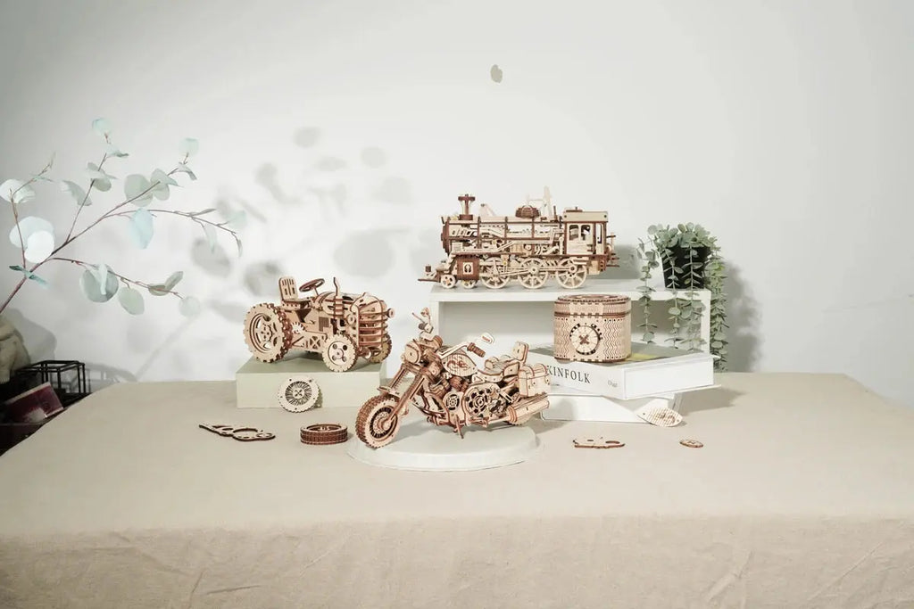 Robotime Rokr 420 PCS Cruiser Motorcycle DIY Wooden Model Building Block Kits Assembly Toy Gift for Children Adult Puzzle LK504 Model to assemble