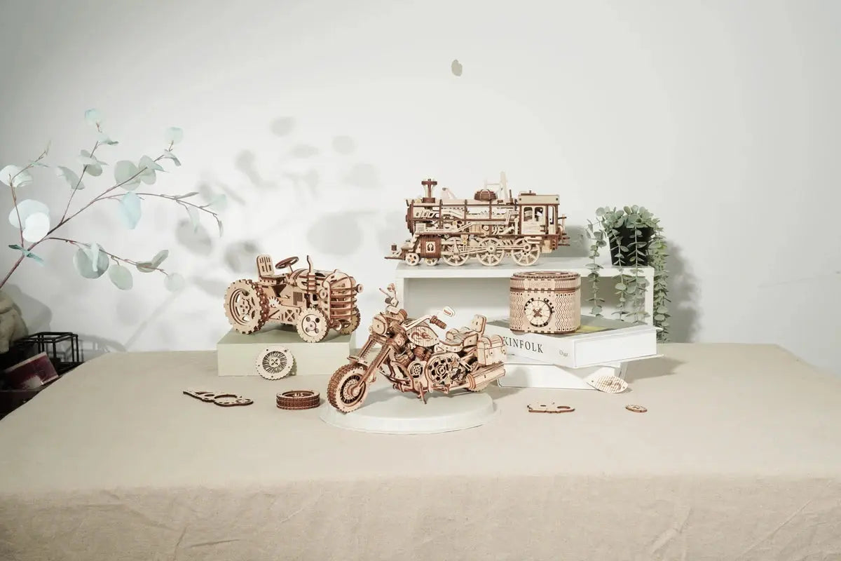 Robotime Rokr 420 PCS Cruiser Motorcycle DIY Wooden Model Building Block Kits Assembly Toy Gift for Children Adult Puzzle LK504 Model to assemble