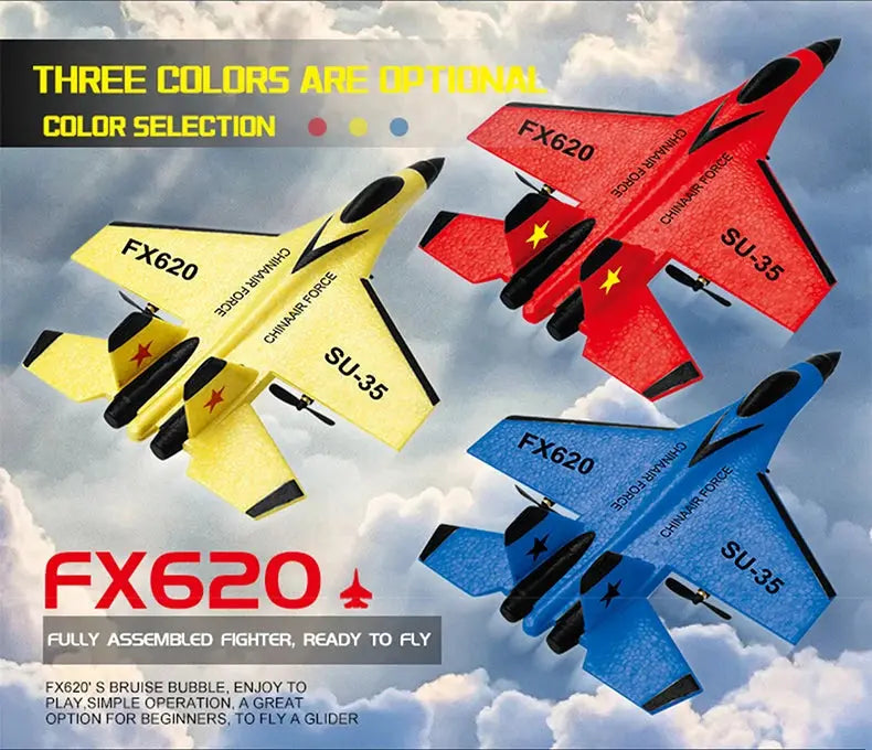 SU-35 RC Fighter Jet Foam Glider – 2.4G Remote Control Fixed Wing Airplane for Kids & Hobbyists - Model to assemble