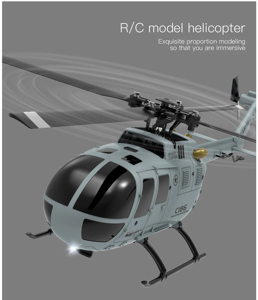 C186 PRO RC Helicopter 4CH BO105 Remote Control Airplane 6 Axis Electronic Gyroscope Aircraft Plane Toys for Children Model to assemble