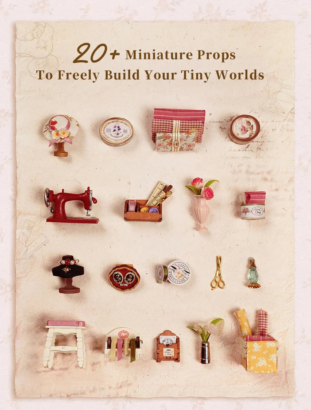 Elsa's Tailoring Miniature Dollhouse with LED Lights - Model to assemble