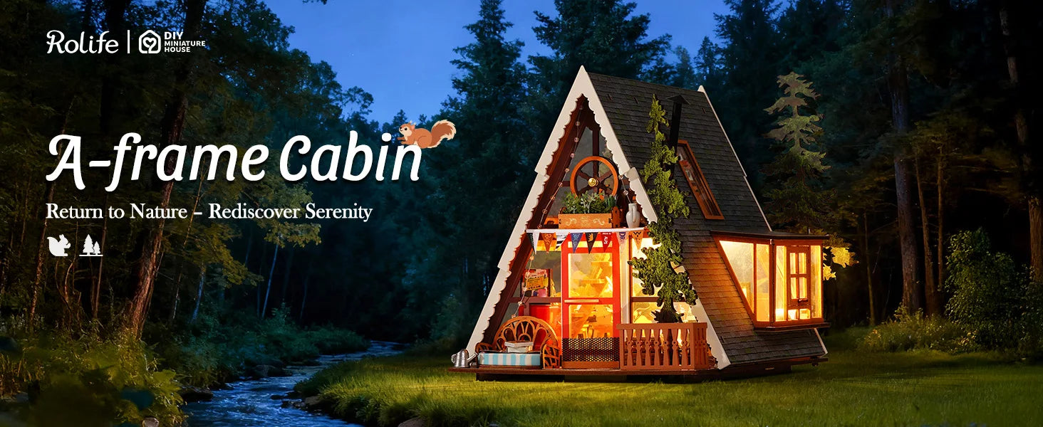 Miniature Frame Cabin with Openable Skylight - Model to assemble