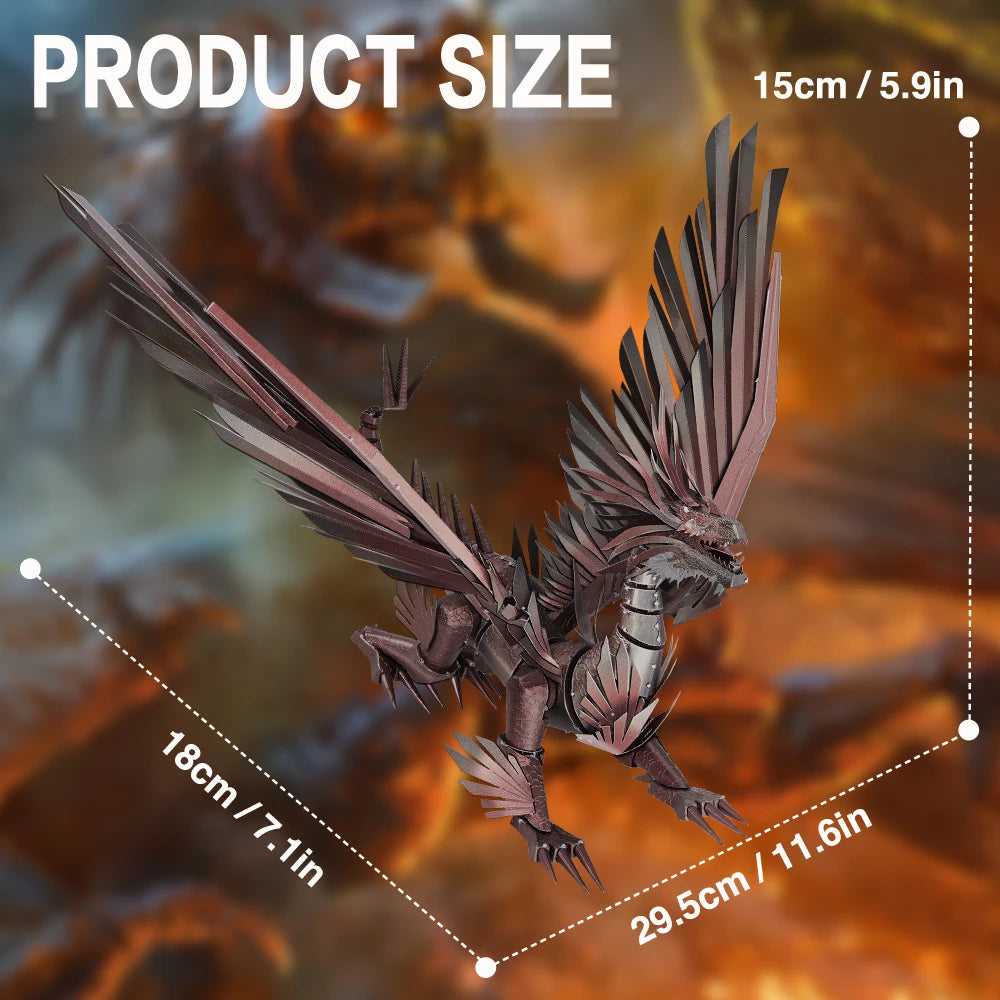 Piececool 3D Metal Puzzles Dragon Series DIY Model Building Kits Brain Teaser Jigsaw Set Great Birthday Christmas Gifts 5 colors Model to assemble