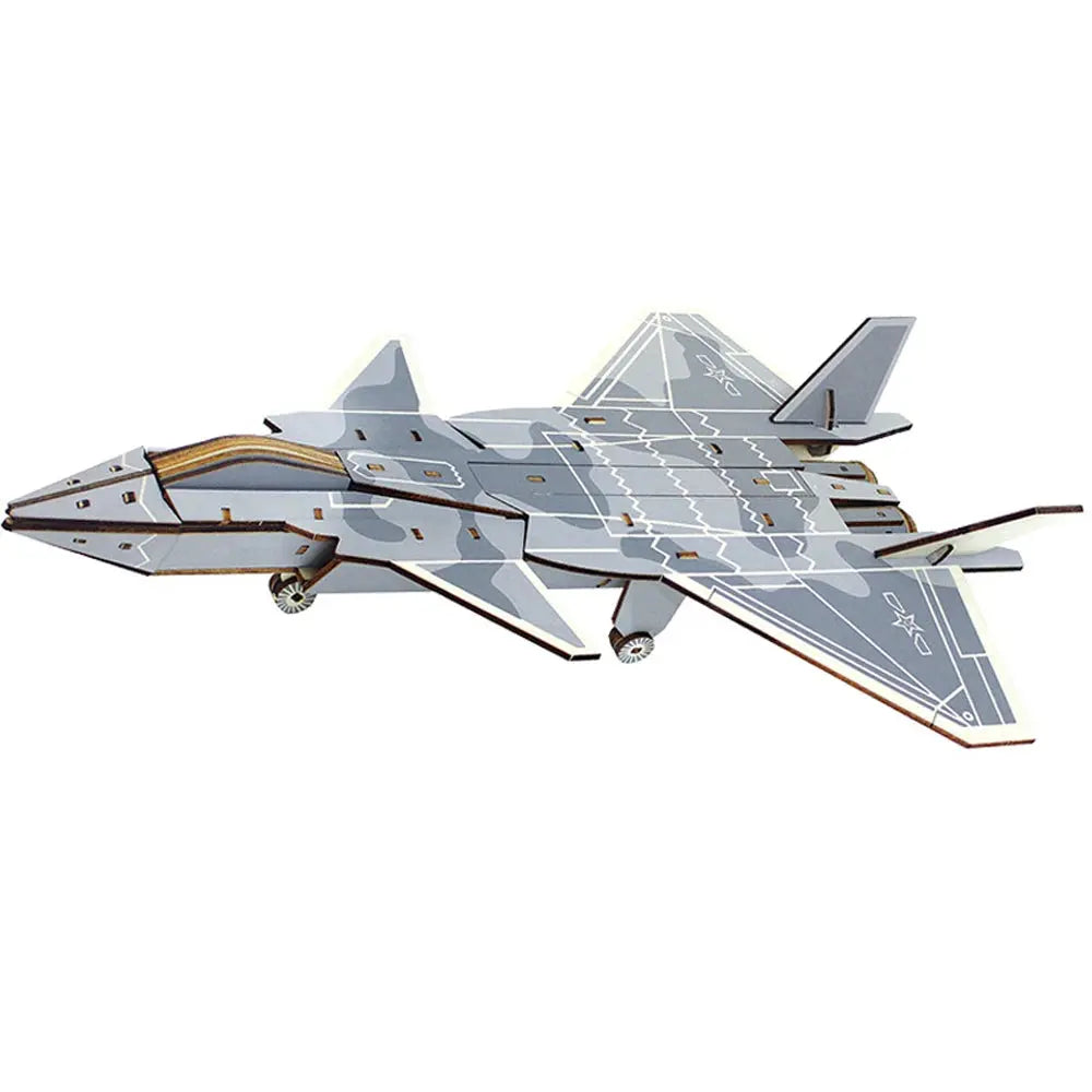DIY Wooden 3D Fighter Jet Puzzle Model Kit – Handmade Airplane Assembly Toy for Kids - Model to assemble