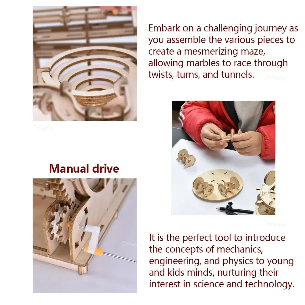 3D Wooden Puzzle DIY Building Kits Mechanical Model Marble Run - Model to assemble