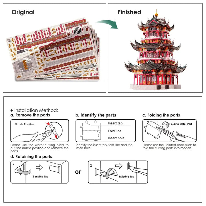 Chinese Buildings Metal Model to assemble