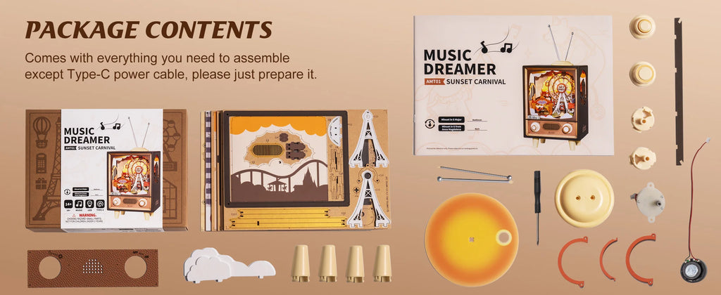 Sakura Dreamy TV Music Box with Light - Model to assemble