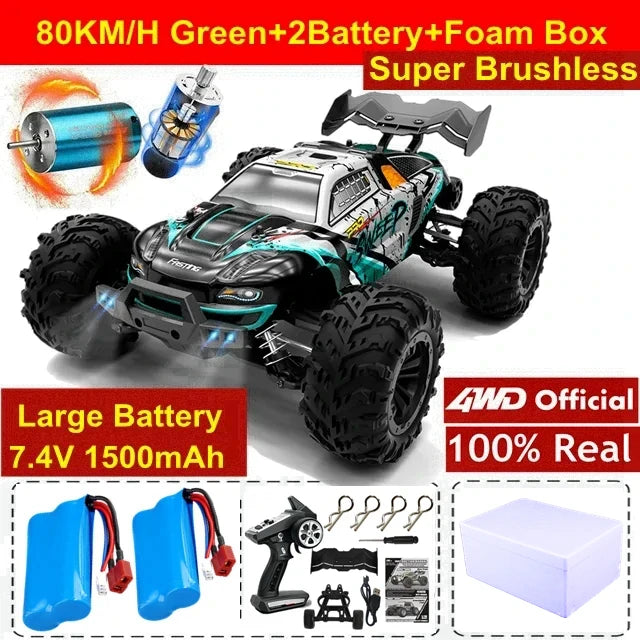 4WD Remote Control Car Off Road 4x4 RC High Speed Buggy Truck Super Brushless 50 or 80KM/H Fast Drift Racing Toy Kids Adults Model to assemble