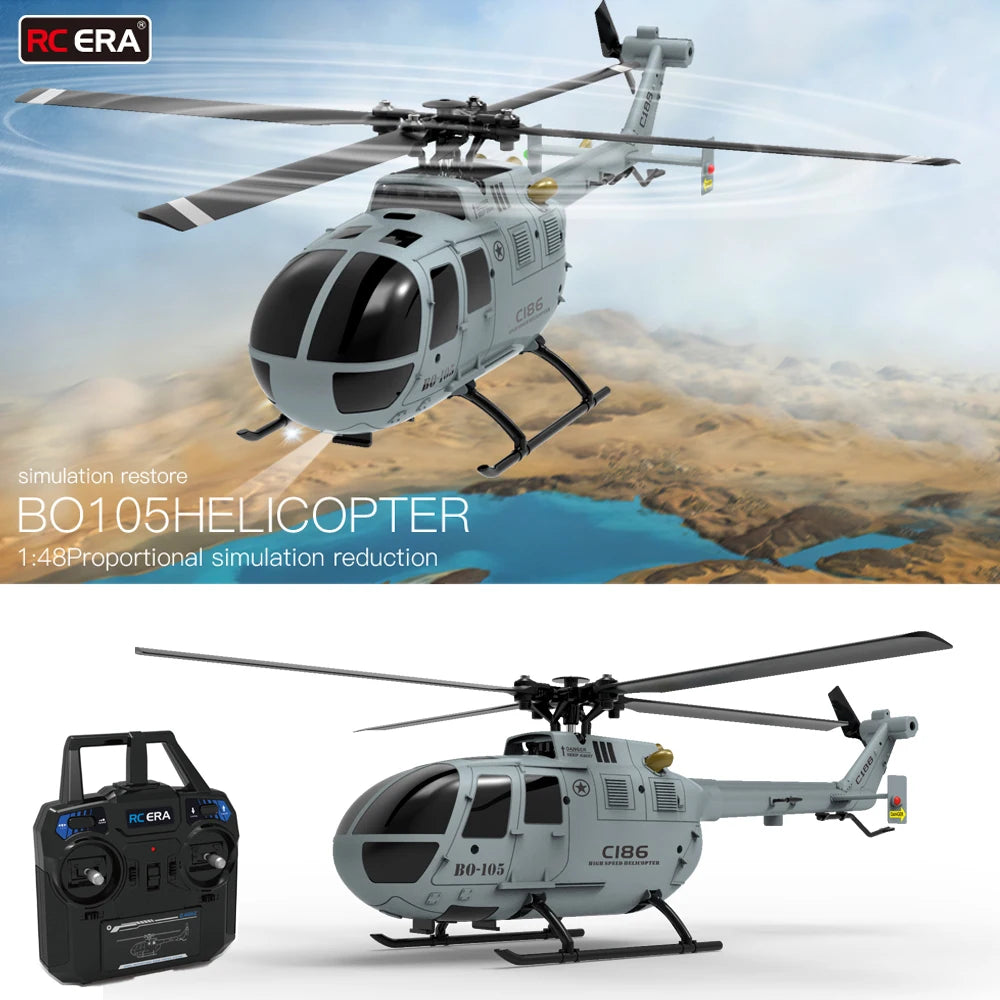 C186 PRO RC Helicopter 4CH BO105 Remote Control Airplane 6 Axis Electronic Gyroscope Aircraft Plane Toys for Children Model to assemble