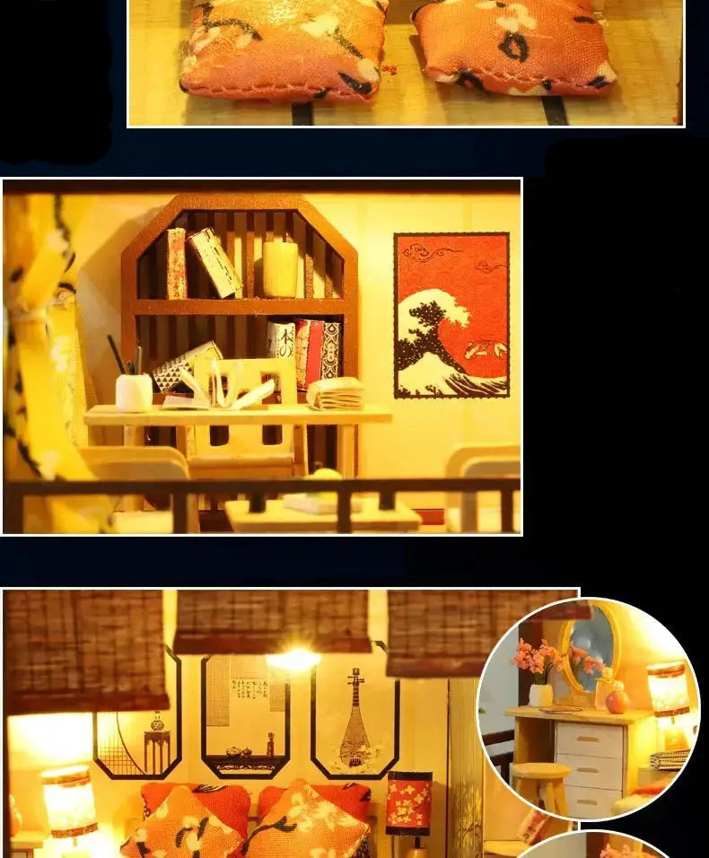 Japanese Dollhouse With Furniture Lights - Model to assemble