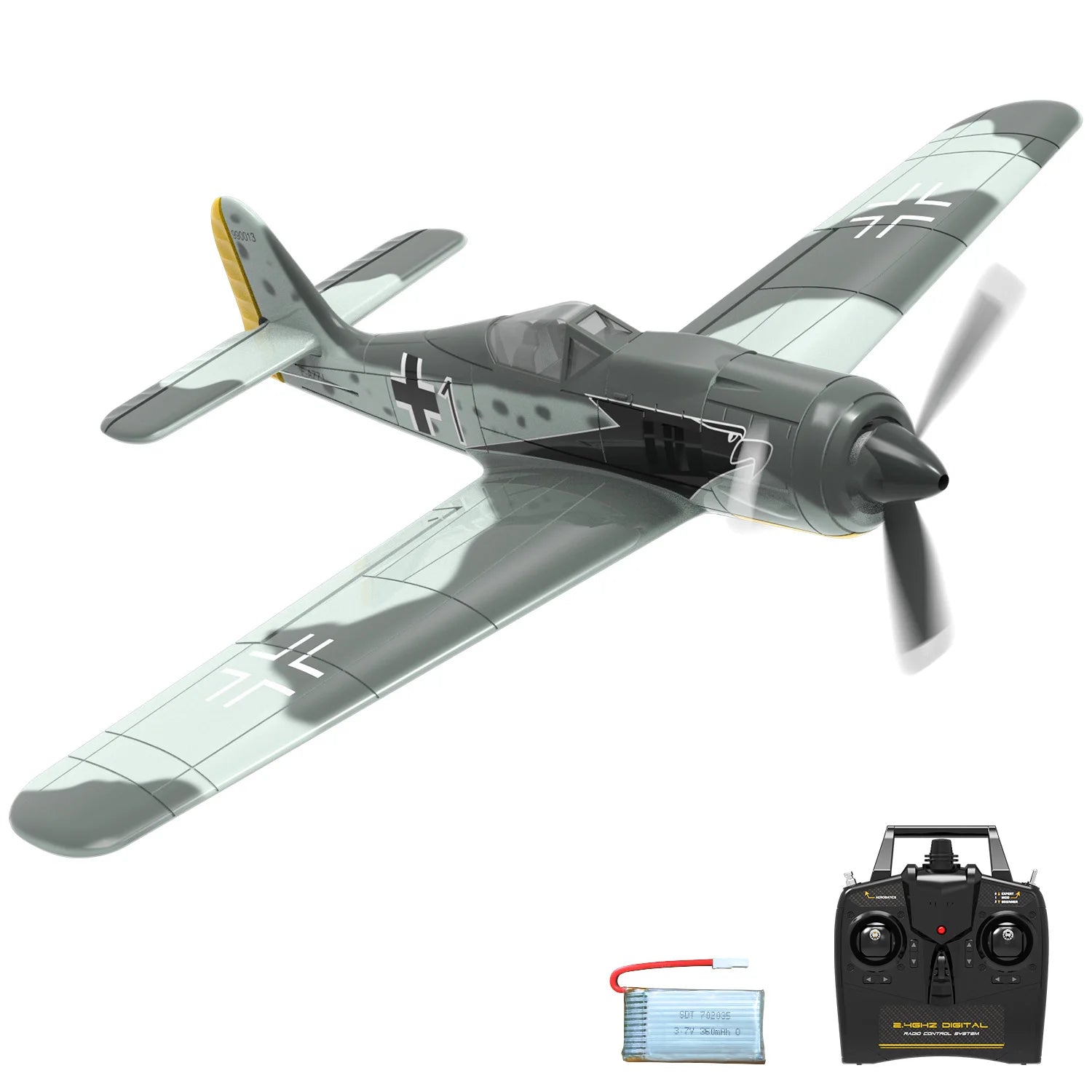 Volantex New Spitfire RC Plane EPP 400mm Wingspan RC Fighter One Key Aerobatic 2.4G 4CH RTF Warbird Plane Model to assemble