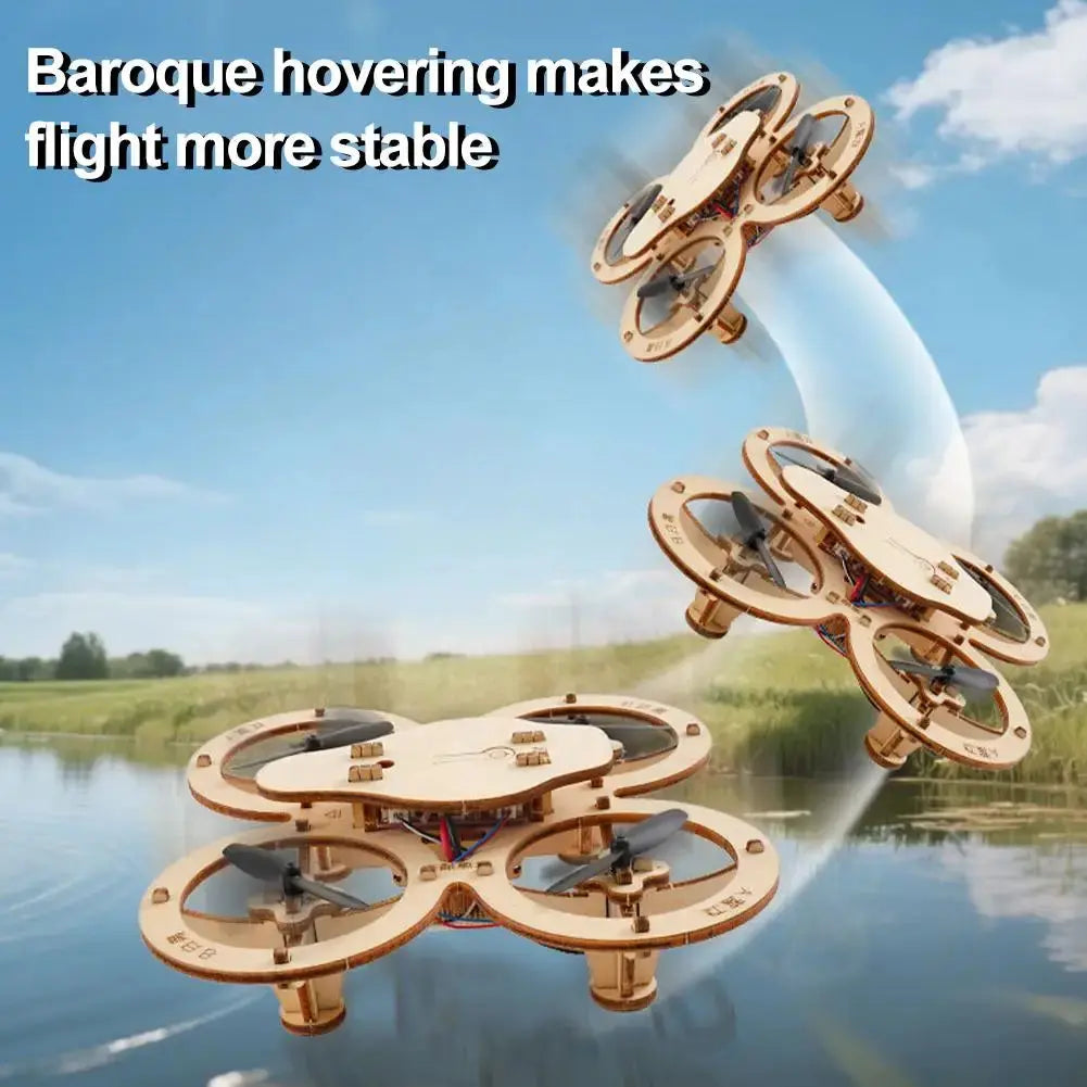 Drone Quadcopter Wooden Assembly DIY With Remote Control - Model to assemble