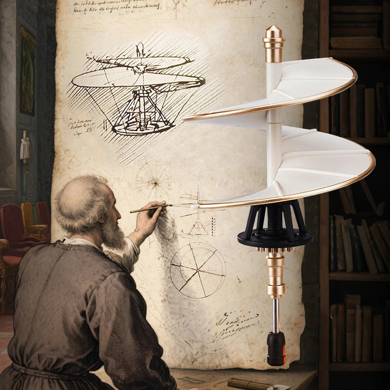 Leonardo Da Vinci's Helicopter Steampunk Mechanical Model with Moving Wing LED Unique - Model to assemble