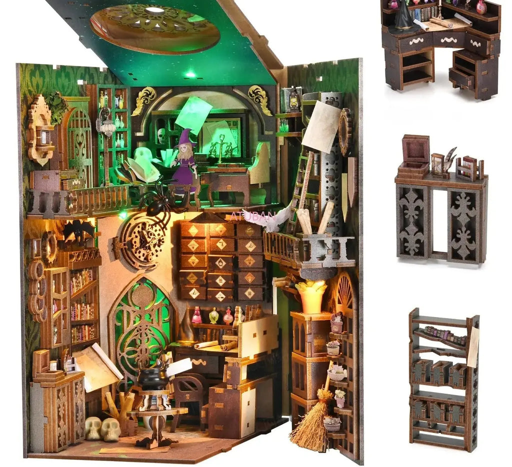 The Master's Dollhouse bookend with LED Light - Model to assemble