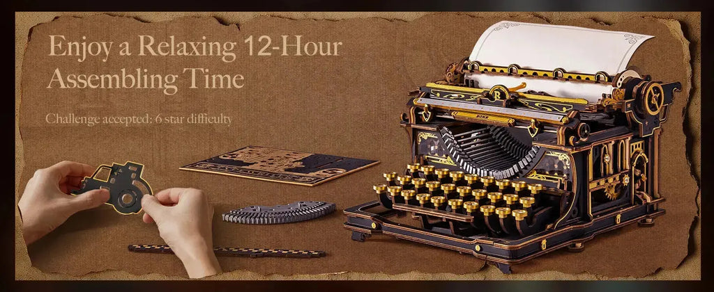 Mechanical Typewriter Wooden Model Kit - Model to assemble
