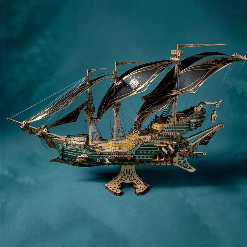 Steampunk Mysteries Pirate Ship of Future 3D Wooden Puzzle Kits - Model to assemble