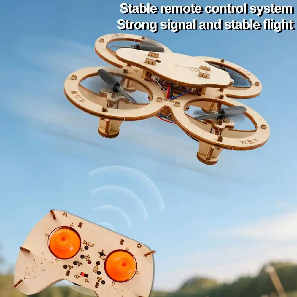 Drone Quadcopter Wooden Assembly DIY With Remote Control - Model to assemble
