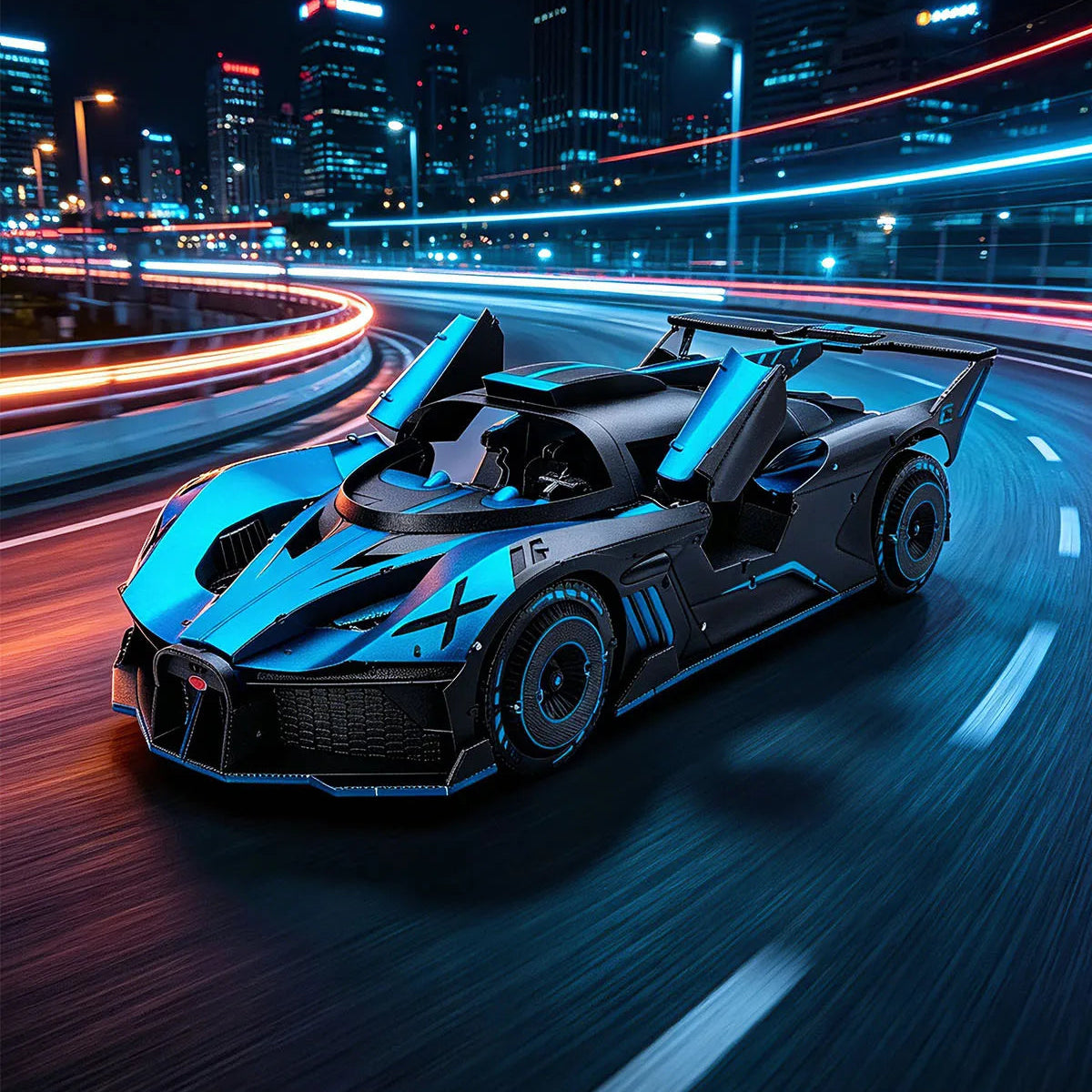 Piececool 3D Puzzles for Adult Blue Supercar 3D Metal Model Kits DIY Kit Jigsaw Craft for Home Decoration Best Gifts Model to assemble