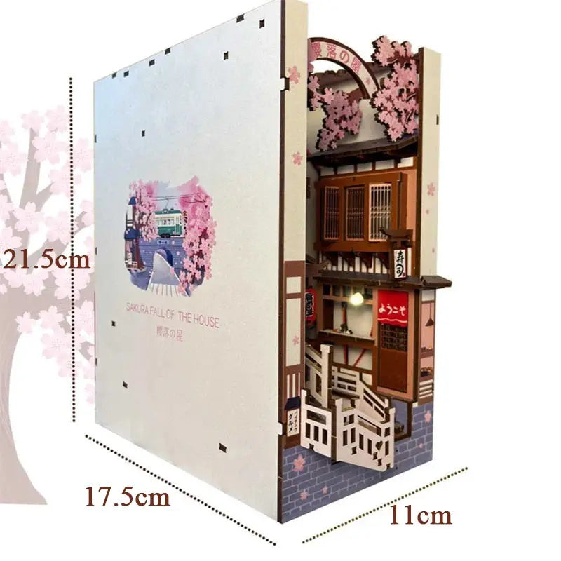 Cherry Blossom Bookends Japanese DollHouse - Model to assemble