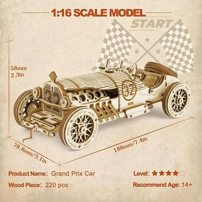 Vintage Car Wooden Puzzle DIY - Model to assemble