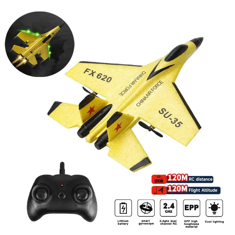 SU-35 RC Fighter Jet Foam Glider – 2.4G Remote Control Fixed Wing Airplane for Kids & Hobbyists - Model to assemble